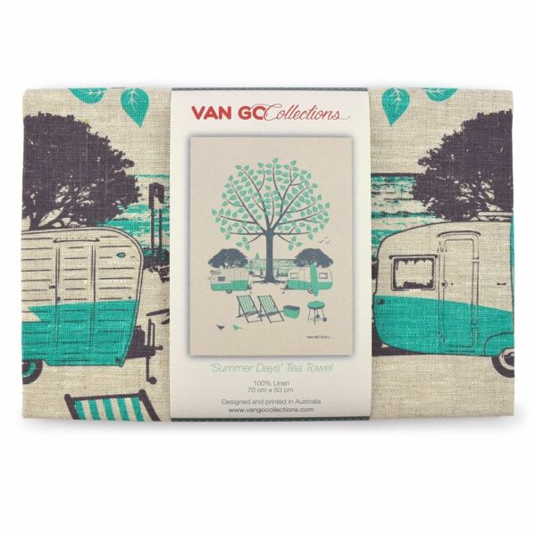 Theedoek linnen caravans mint summer van go collections