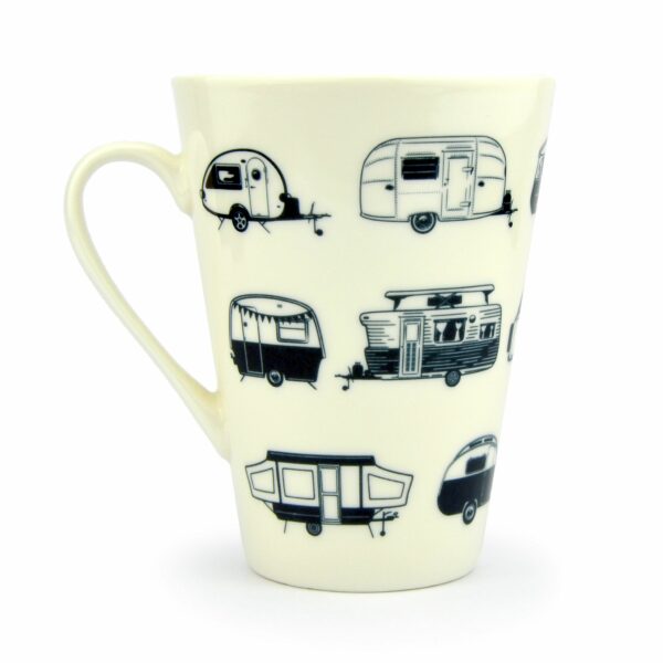 beker porselein zwart wit retro caravans van go collection