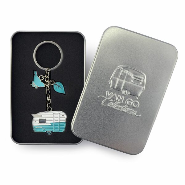 Sleutelhanger met caravan - mintgroen - Van Go Collections