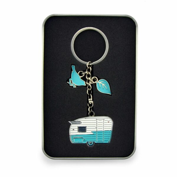 Sleutelhanger met caravan - mintgroen - Van Go Collections