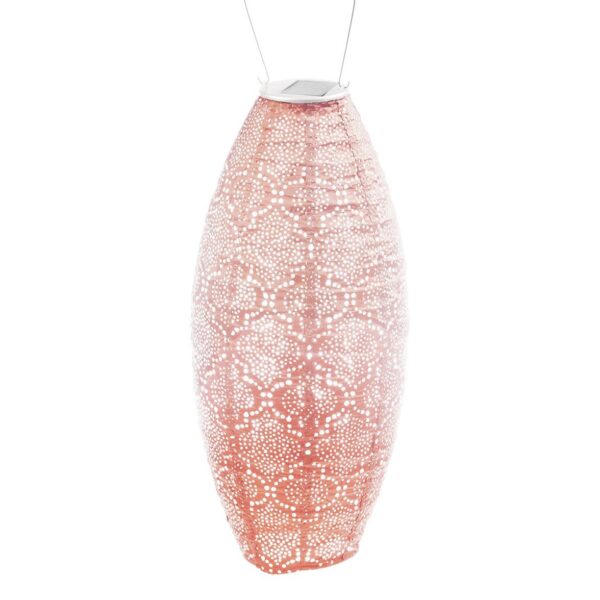 lampion solar camping bazaar long oval 20 cm roze