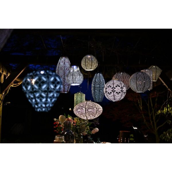 solar lampion bazaar rond 30 cm zeeblauw