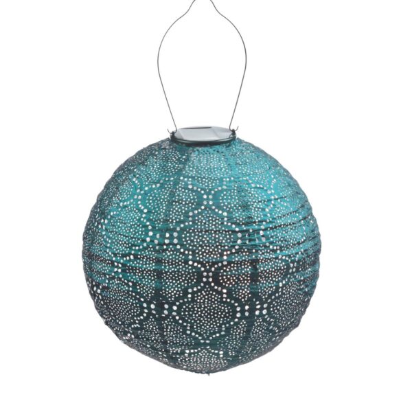 solar lampion bazaar rond 30 cm zeeblauw