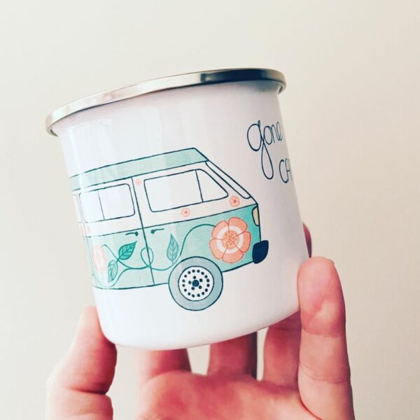 emaille mok kampeerbusje gone camping