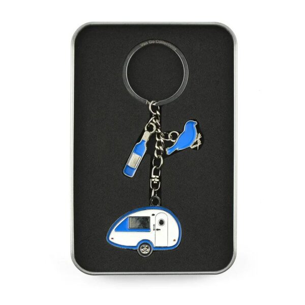 Sleutelhanger blauwe caravan