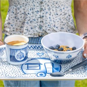dienblad caravan blauw SVR servies