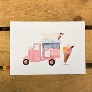 Ansichtkaart roze ijskar - Stationery Store
