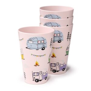 Beker camping servies gekleurde caravans campers