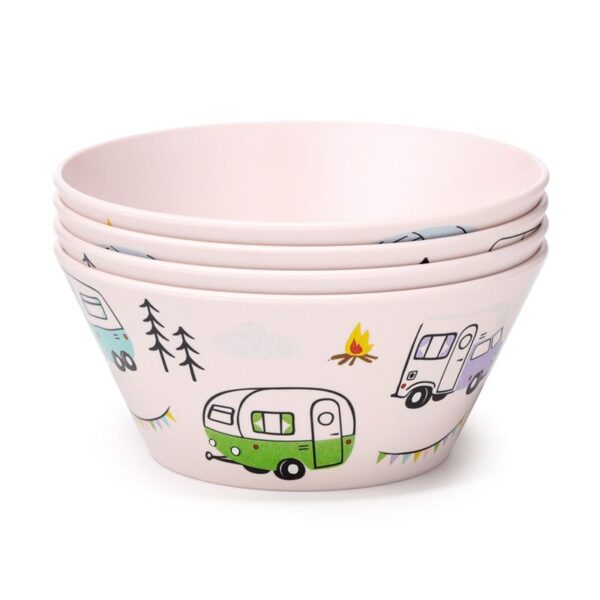 Kom camping servies gekleurde caravans campers wildwood