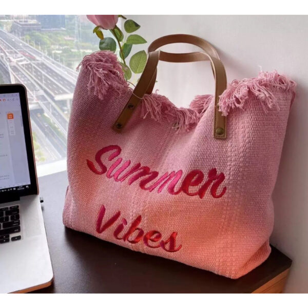 strandtas campingtas summer vibes roze