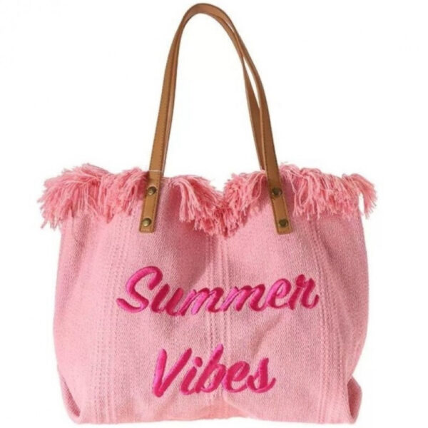 strandtas campingtas summer vibes roze