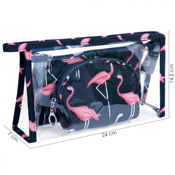 toilettas flamingo blauw set 3 delig