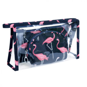 toilettas flamingo blauw set 3 delig