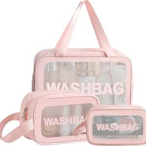 toilettas set van 3 roze