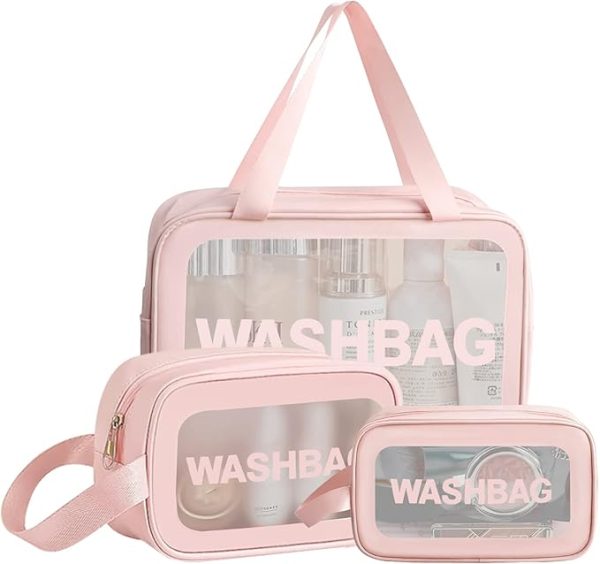 toilettas set van 3 roze