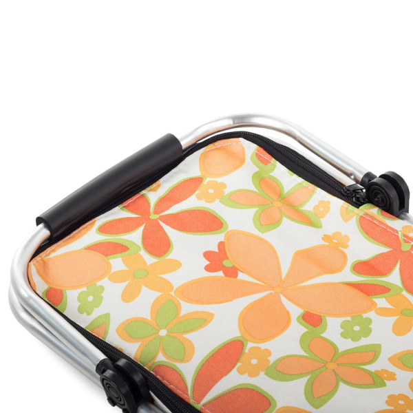 opbergmand picknickmand koeltas bloemen oranje