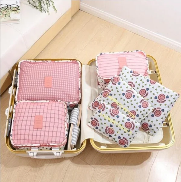 kledingorganiser packingcubes kofferorganiser roze smileys