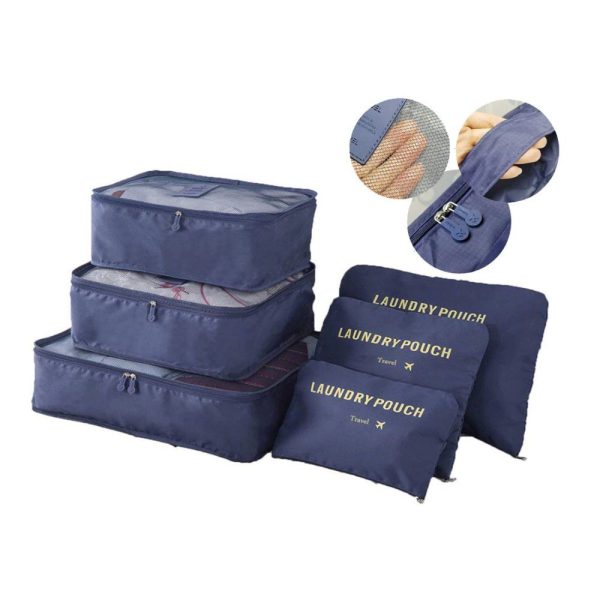 kledingorganiser packing cubes opbergzakken caravan 6 delig blauw