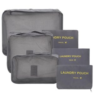 kledingorganiser packing cubes opbergzakken caravan 6 delig grijs