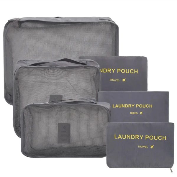 kledingorganiser packing cubes opbergzakken caravan 6 delig grijs