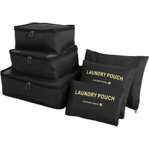 kledingorganiser packing cubes opbergzakken caravan 6 delig zwart