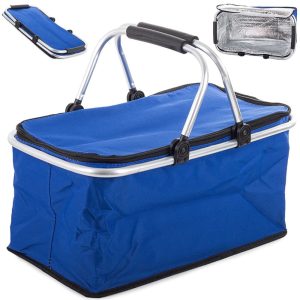 picknickmand koeltas opbergen camping blauw