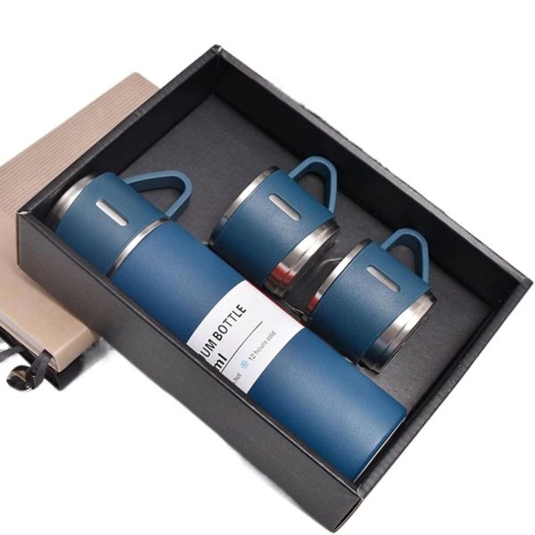 thermosfles waterfles met mokjes 500 ml blauw
