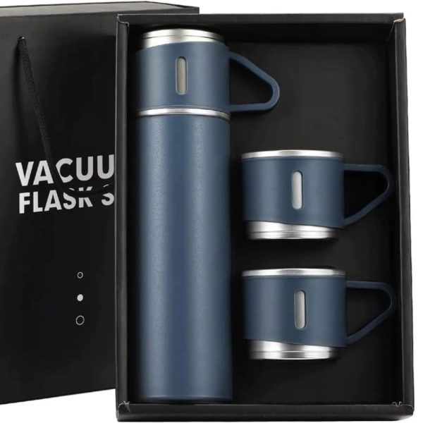thermosfles waterfles met mokjes 500 ml blauw