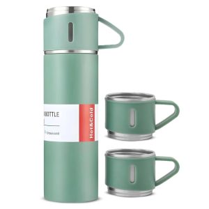 thermosfles waterfles met mokjes 500 ml mintgroen