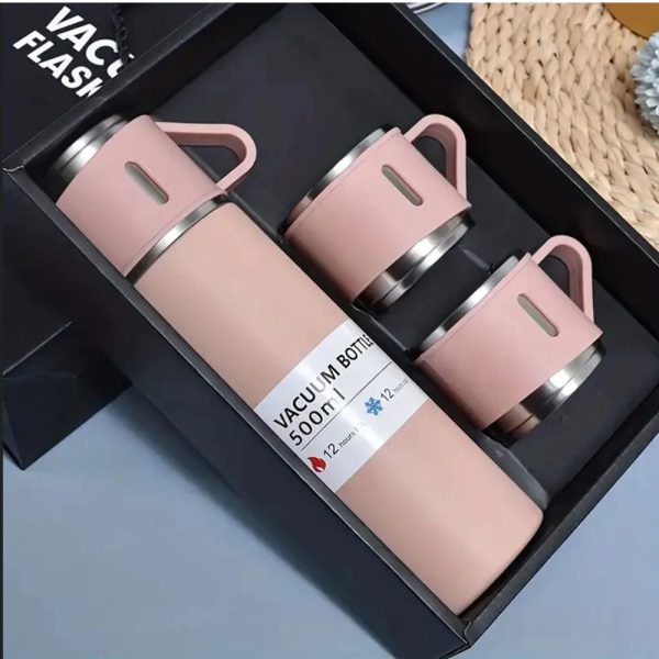 thermosfles waterfles met mokjes 500 ml roze