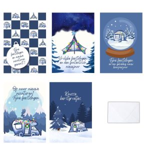 kerstkaarten set kamperen svr gemengd